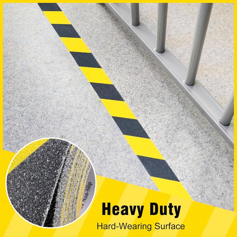 SX Black/Yellow Anti Slip Tape 12" x 33 FT, Heavy-Duty Grip Tape for Stairs Outdoor Waterproof Safety Non Skid Roll High Traction Non Slip Treads with Hard-Wearing Surface - Image 3